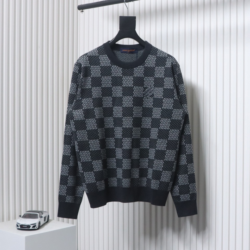 Louis Vuitton Grey Plaid Pullover Sweater