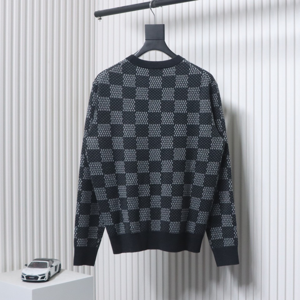 Louis Vuitton Grey Plaid Pullover Sweater