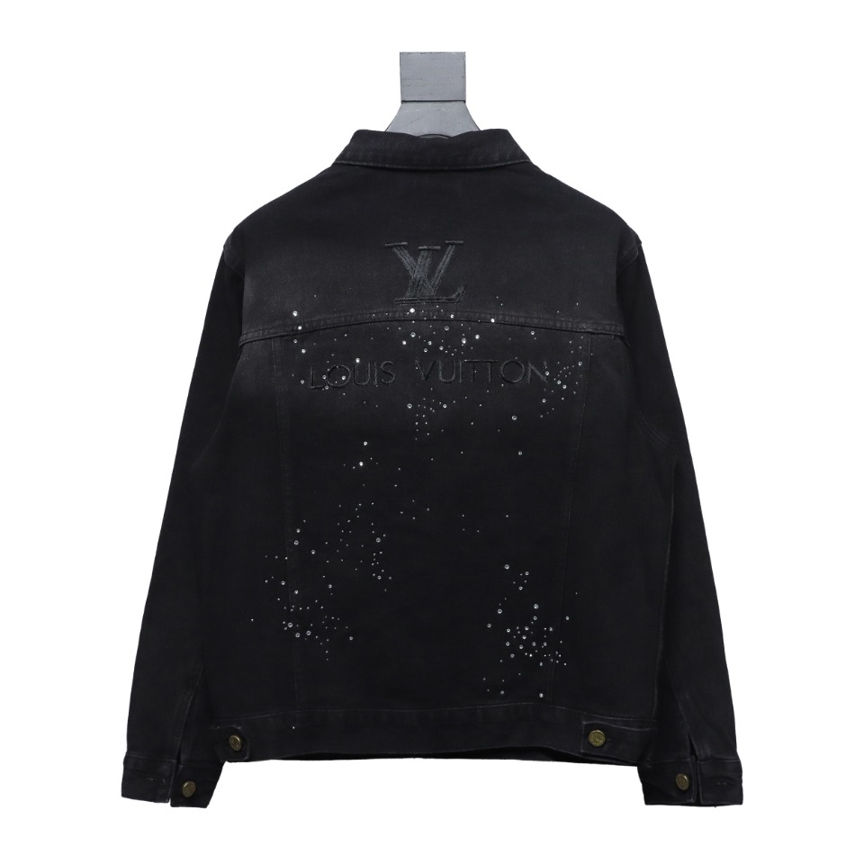 Louis Vuitton Gypsophila Hot Diamond Embroidered Denim Jacket Black