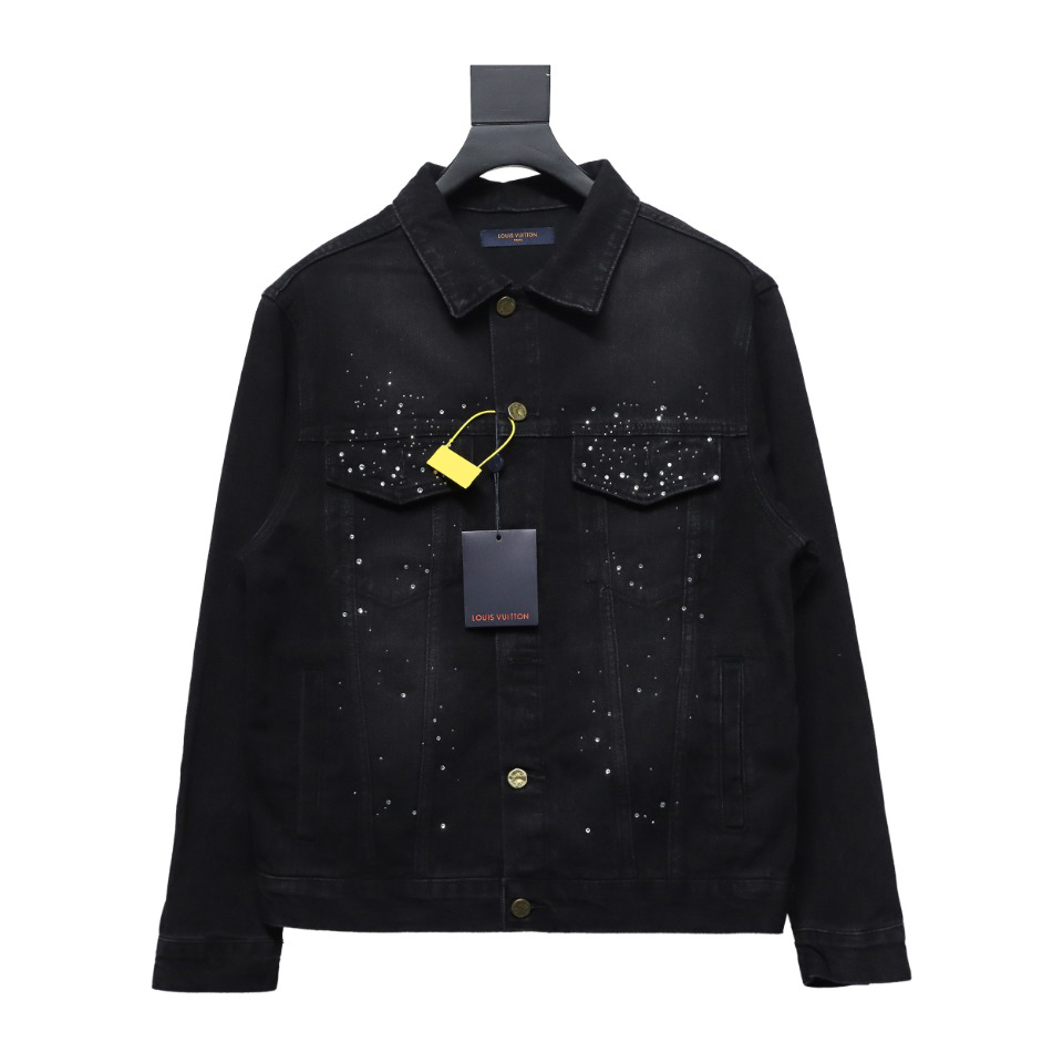 Louis Vuitton Gypsophila Hot Diamond Embroidered Denim Jacket Black