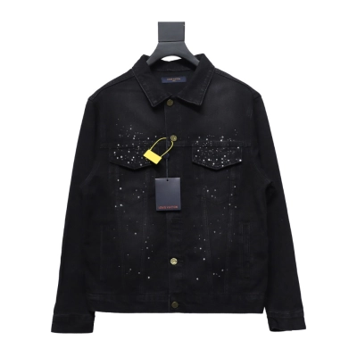 Louis Vuitton Gypsophila Hot Diamond Embroidered Denim Jacket Black 01