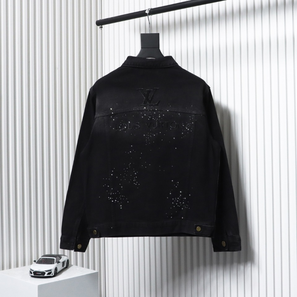 Louis Vuitton Gypsophila Hot Diamond Embroidered Denim Jacket Black