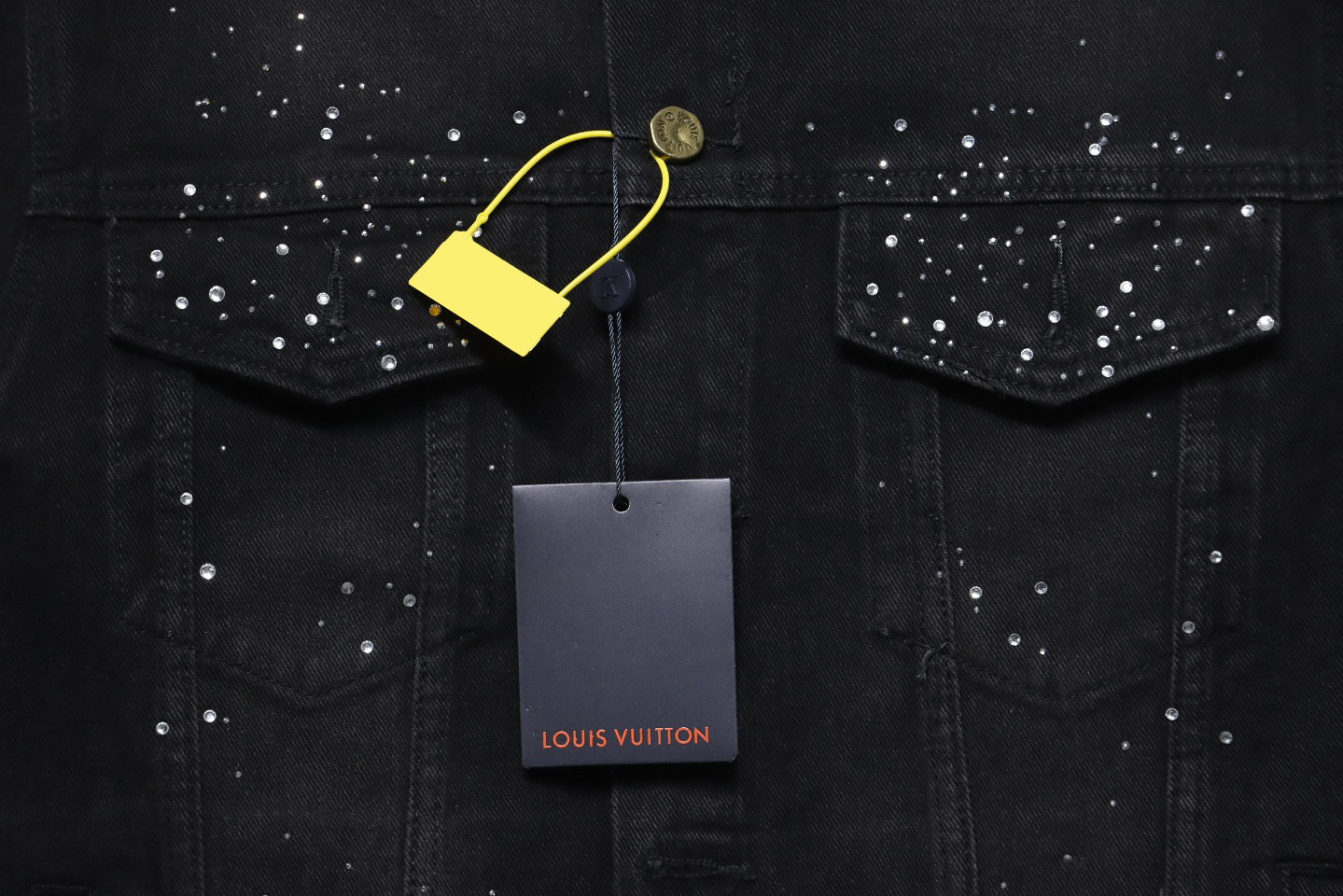 Louis Vuitton Gypsophila Hot Diamond Embroidered Denim Jacket Black