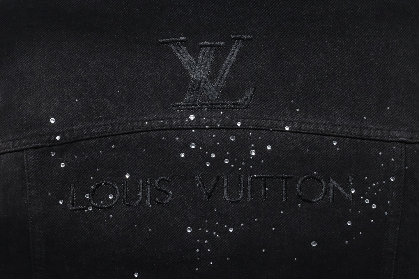 Louis Vuitton Gypsophila Hot Diamond Embroidered Denim Jacket Black