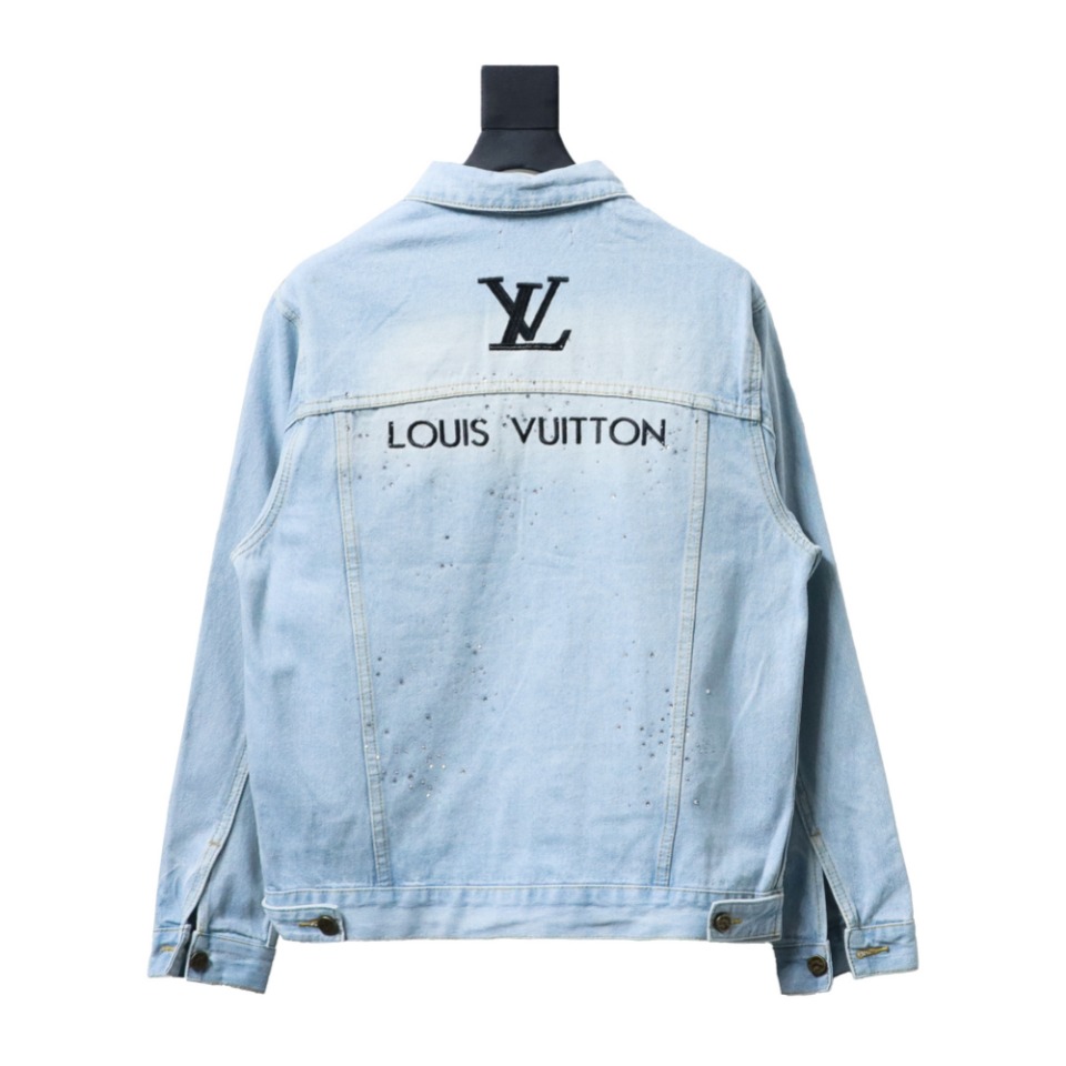 Louis Vuitton Gypsophila Hot Diamond Embroidered Denim Jacket Blue