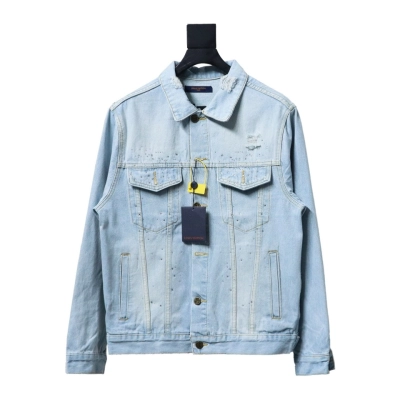 Louis Vuitton Gypsophila Hot Diamond Embroidered Denim Jacket Blue 01