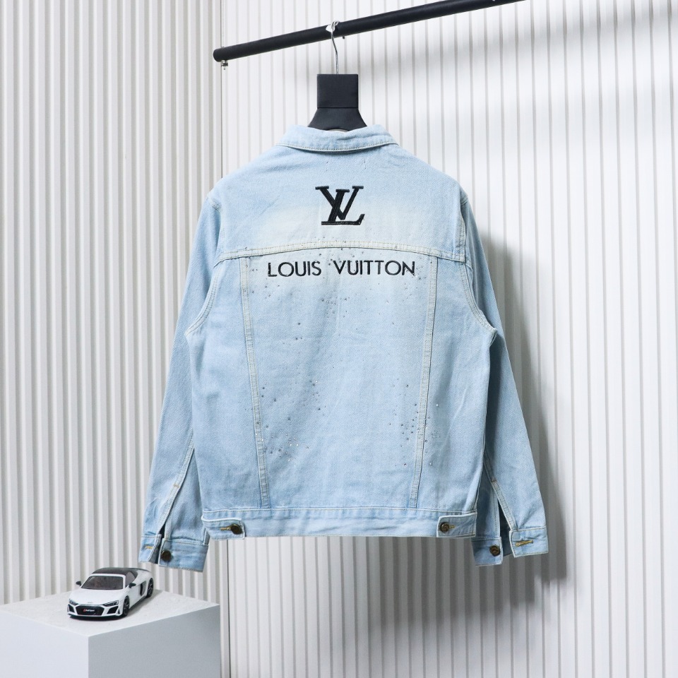 Louis Vuitton Gypsophila Hot Diamond Embroidered Denim Jacket Blue