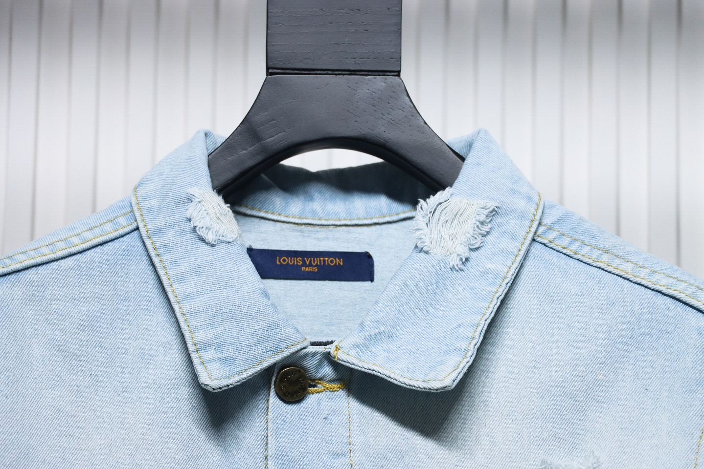 Louis Vuitton Gypsophila Hot Diamond Embroidered Denim Jacket Blue