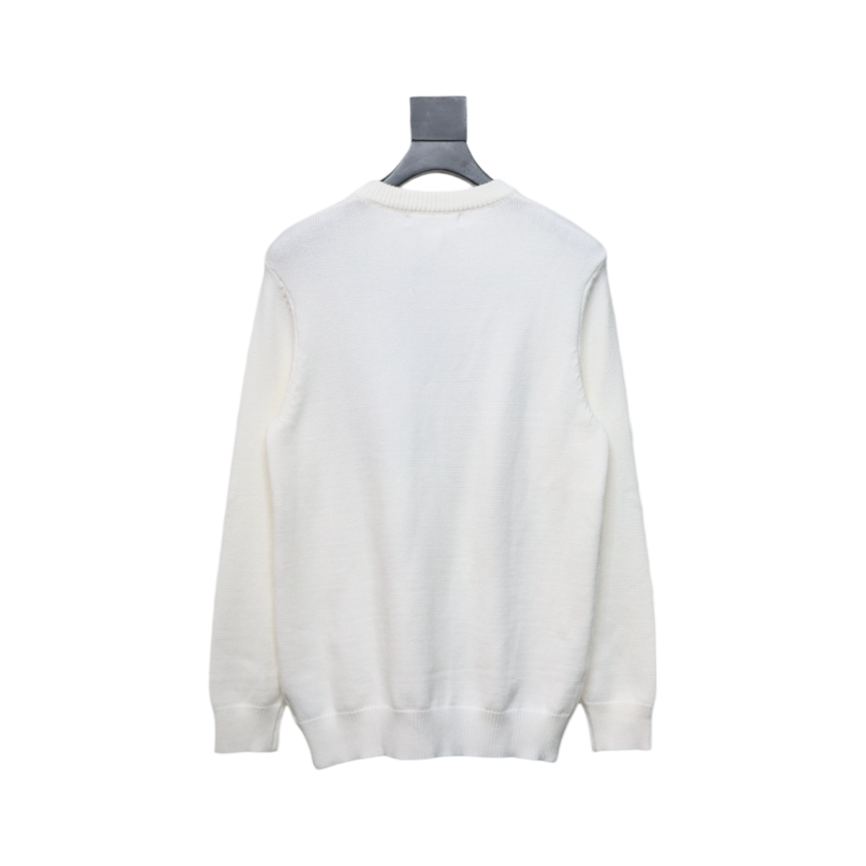Louis Vuitton Kiddie Paper Plane Knitted Jacquard Round Neck Pullover Sweater