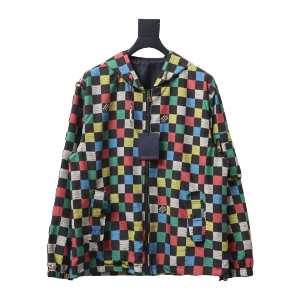 Louis Vuitton Monogram Checkerboard Hooded Windbreaker Jacket