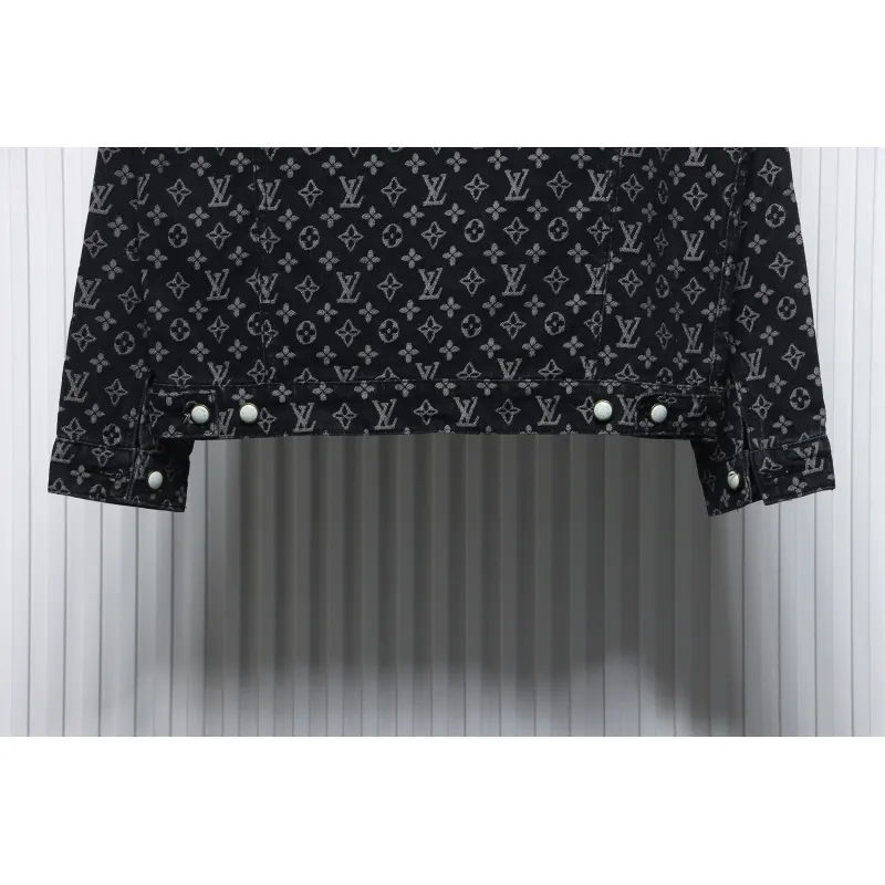 Louis Vuitton Simple All-Over Jacquard Logo Denim Jacket