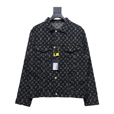 Louis Vuitton Simple All-Over Jacquard Logo Denim Jacket 01