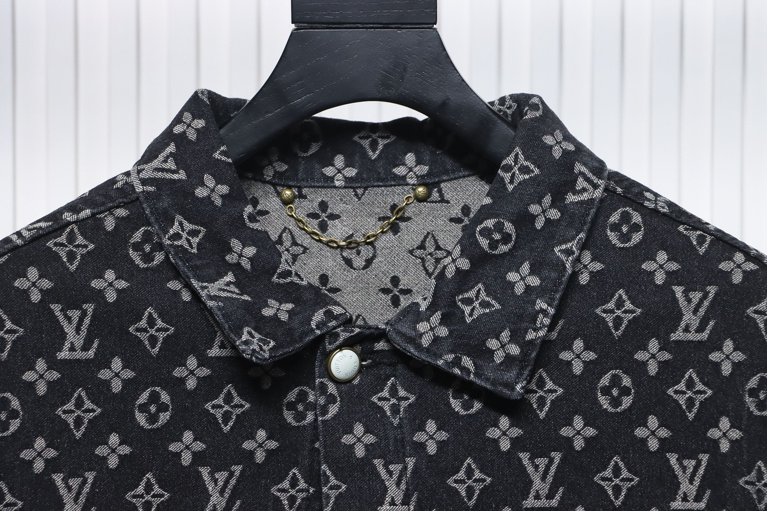 Louis Vuitton Simple All-Over Jacquard Logo Denim Jacket