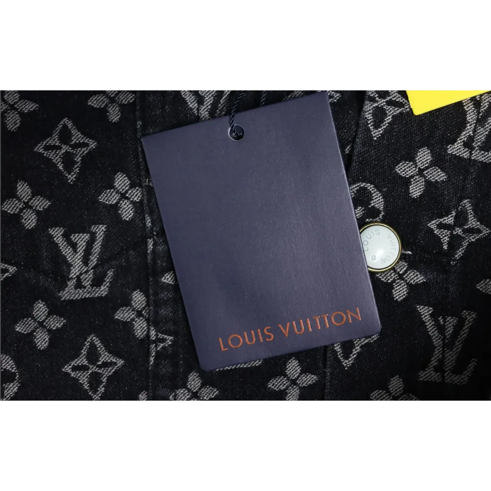 Louis Vuitton Simple All-Over Jacquard Logo Denim Jacket