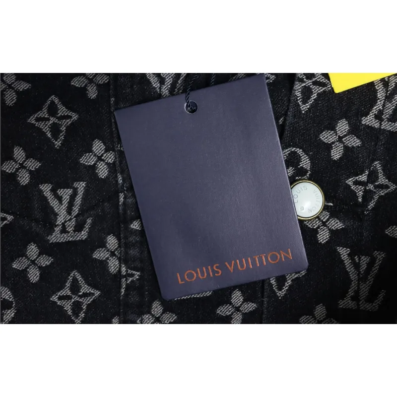 Louis Vuitton Simple All-Over Jacquard Logo Denim Jacket