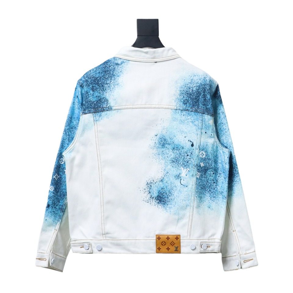 Louis Vuitton Starry Sky Painted Blue And White Gradient Denim Jacket
