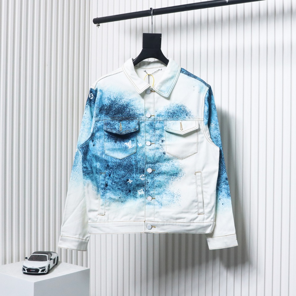 Louis Vuitton Starry Sky Painted Blue And White Gradient Denim Jacket
