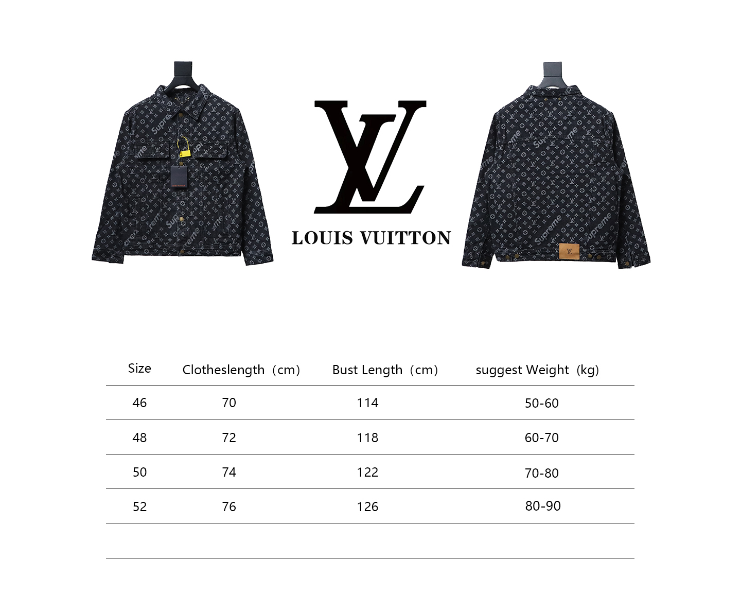 Louis Vuitton x Supreme All Over Print Denim Jacket Black