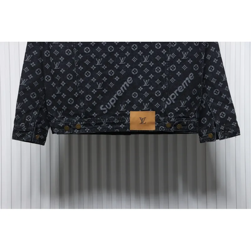 Louis Vuitton x Supreme All Over Print Denim Jacket Black