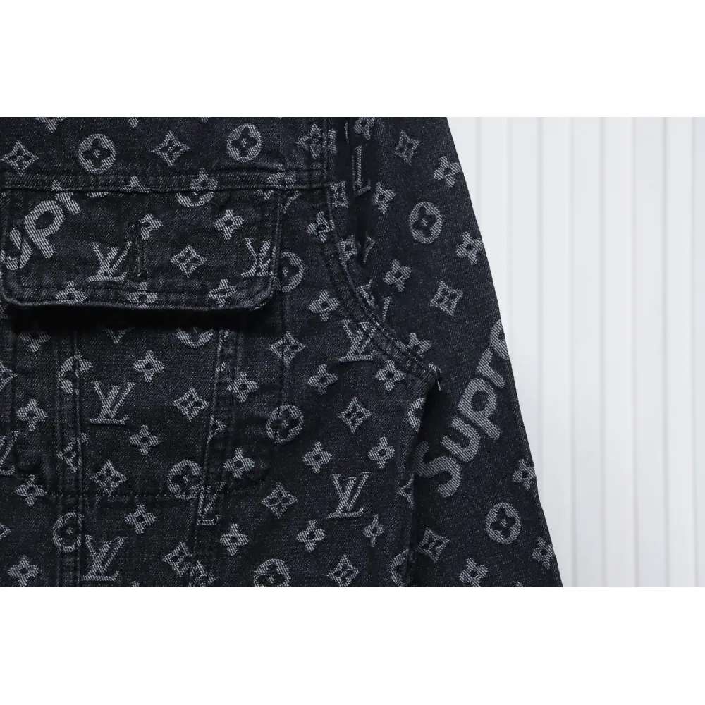 Louis Vuitton x Supreme All Over Print Denim Jacket Black