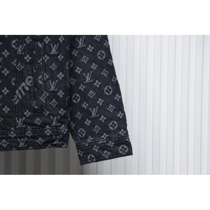 Louis Vuitton x Supreme All Over Print Denim Jacket Black