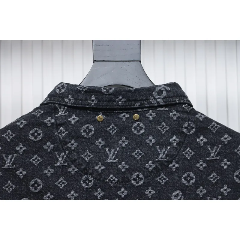 Louis Vuitton x Supreme All Over Print Denim Jacket Black