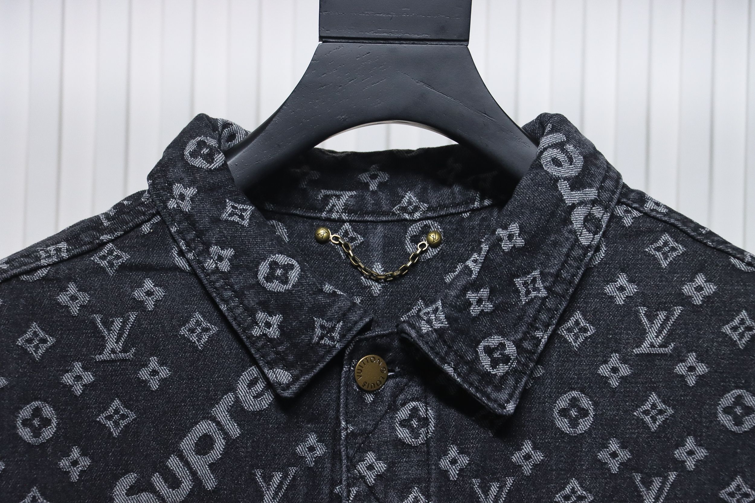 Louis Vuitton x Supreme All Over Print Denim Jacket Black