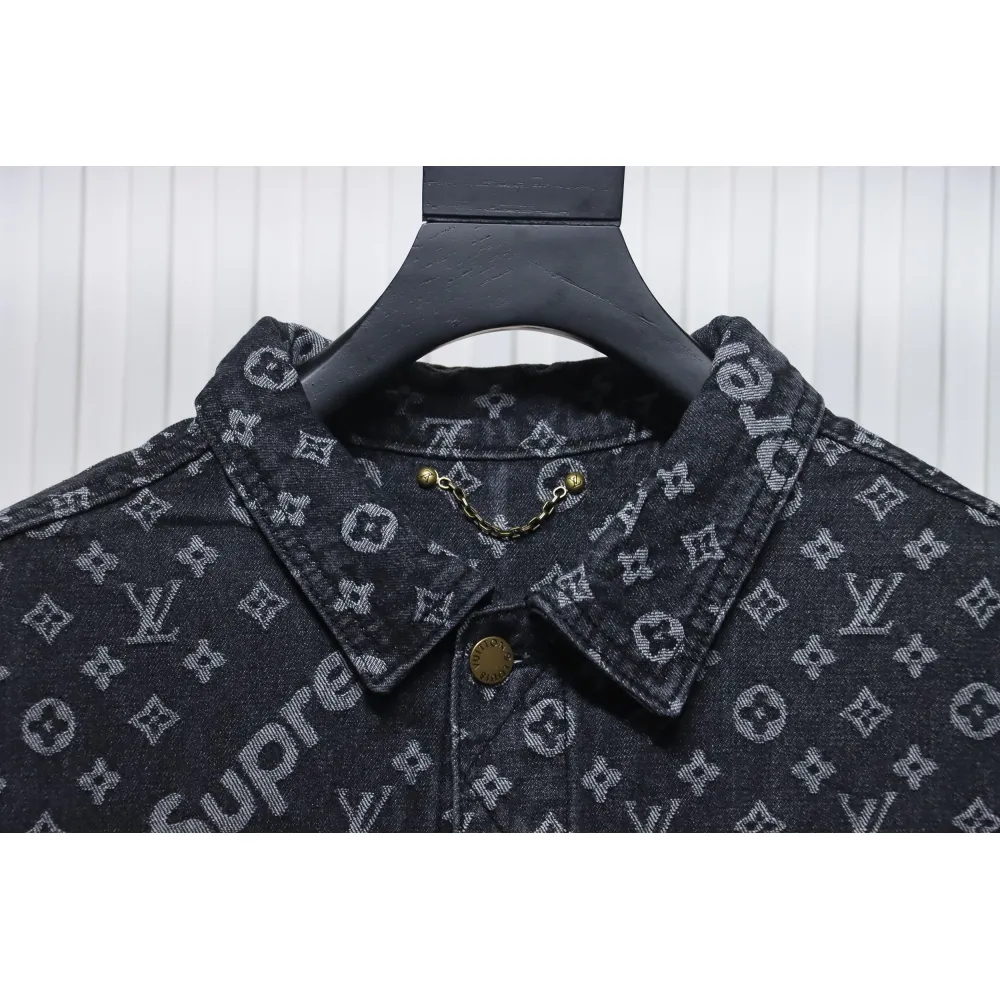 Louis Vuitton x Supreme All Over Print Denim Jacket Black