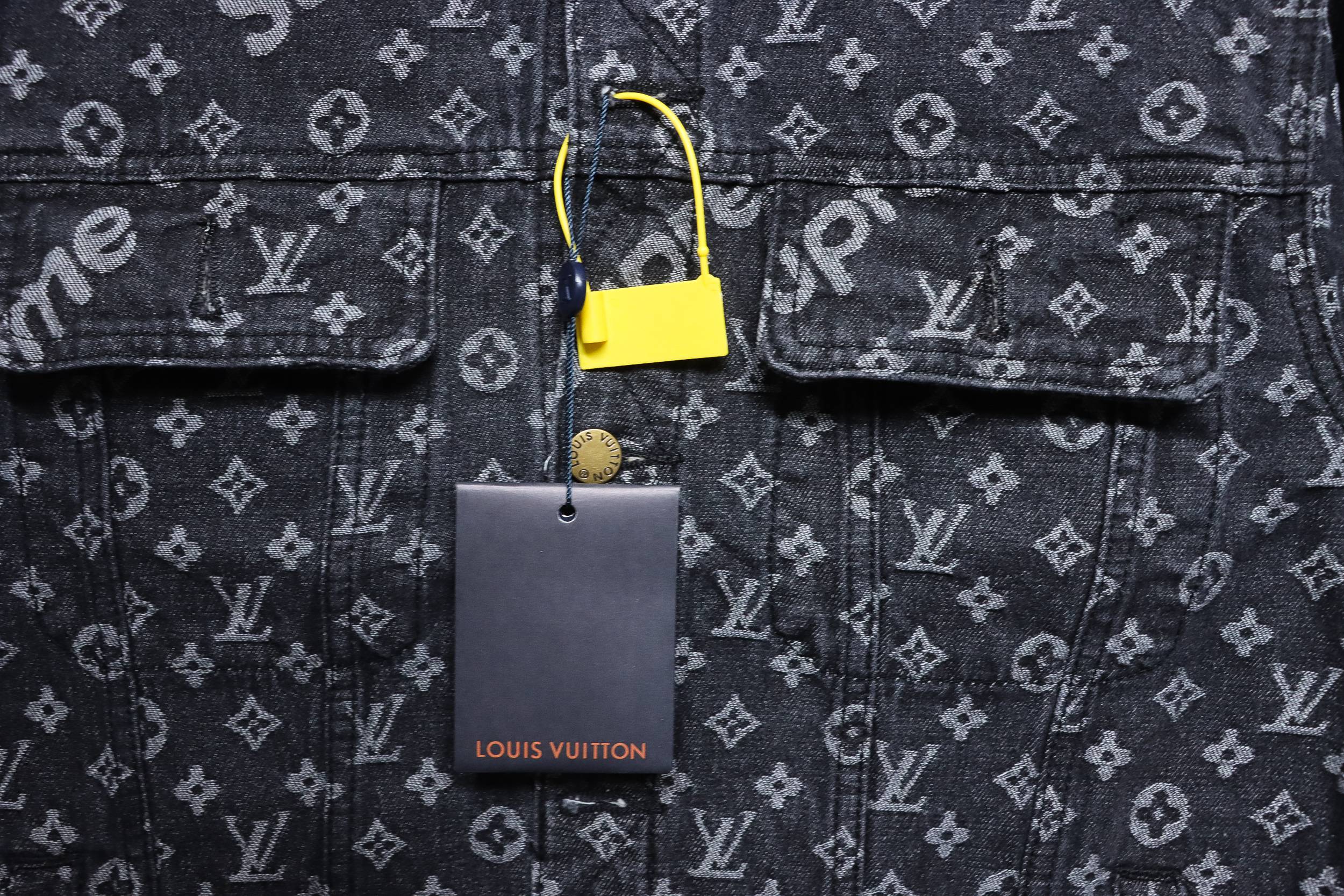 Louis Vuitton x Supreme All Over Print Denim Jacket Black