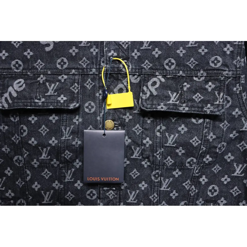 Louis Vuitton x Supreme All Over Print Denim Jacket Black
