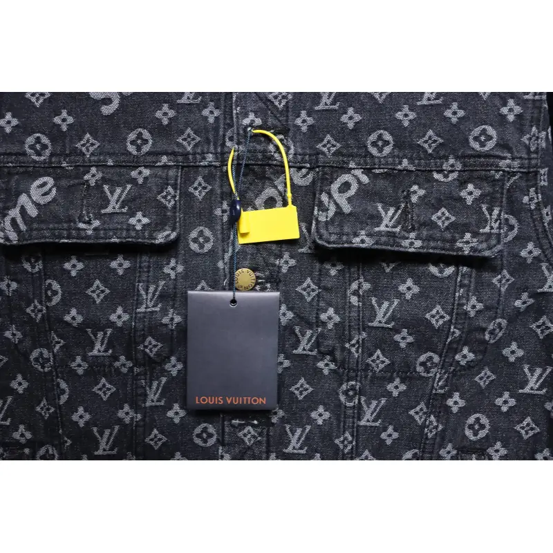 Louis Vuitton x Supreme All Over Print Denim Jacket Black