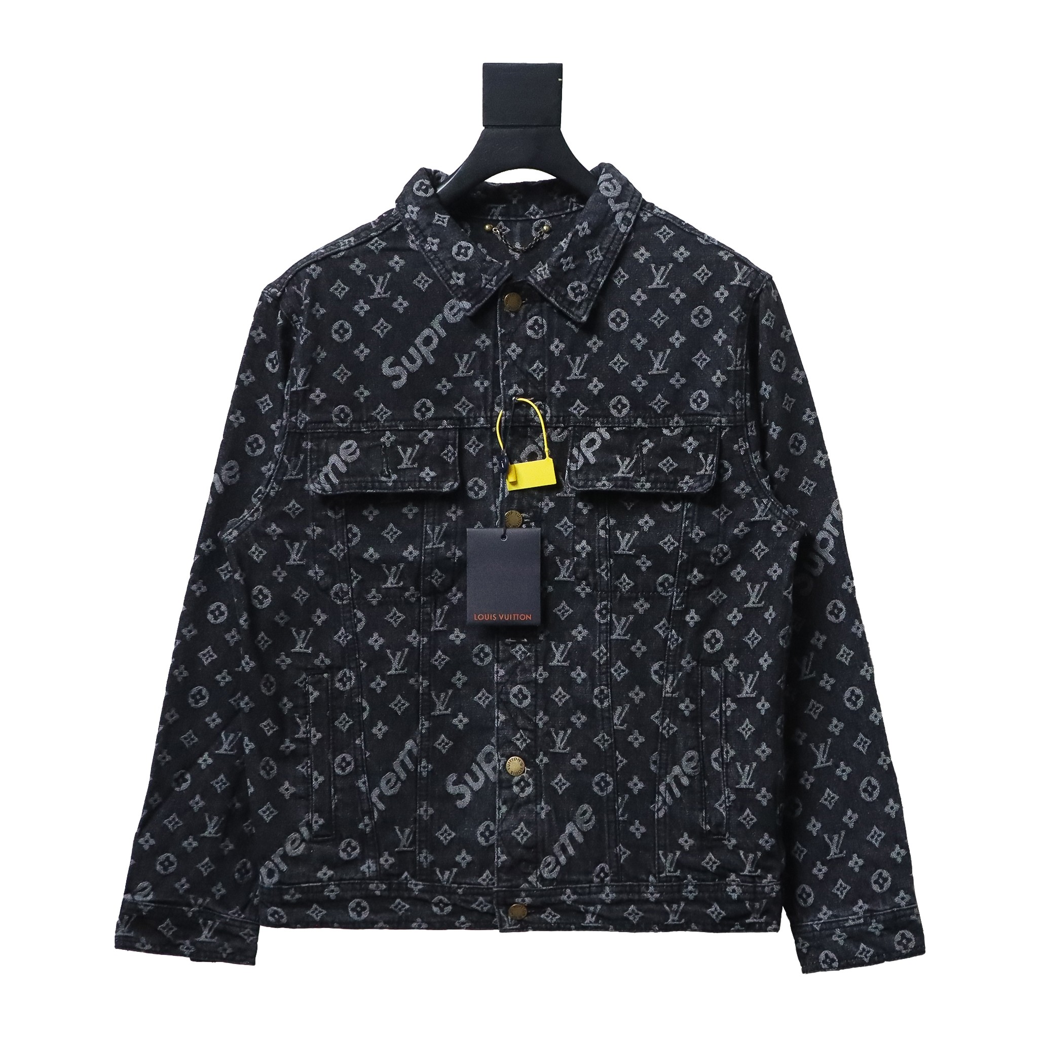 Louis Vuitton x Supreme All Over Print Denim Jacket Black