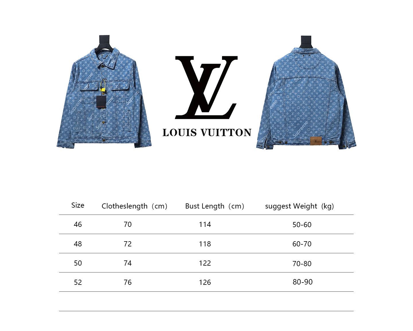 Louis Vuitton x Supreme All Over Print Denim Jacket Blue