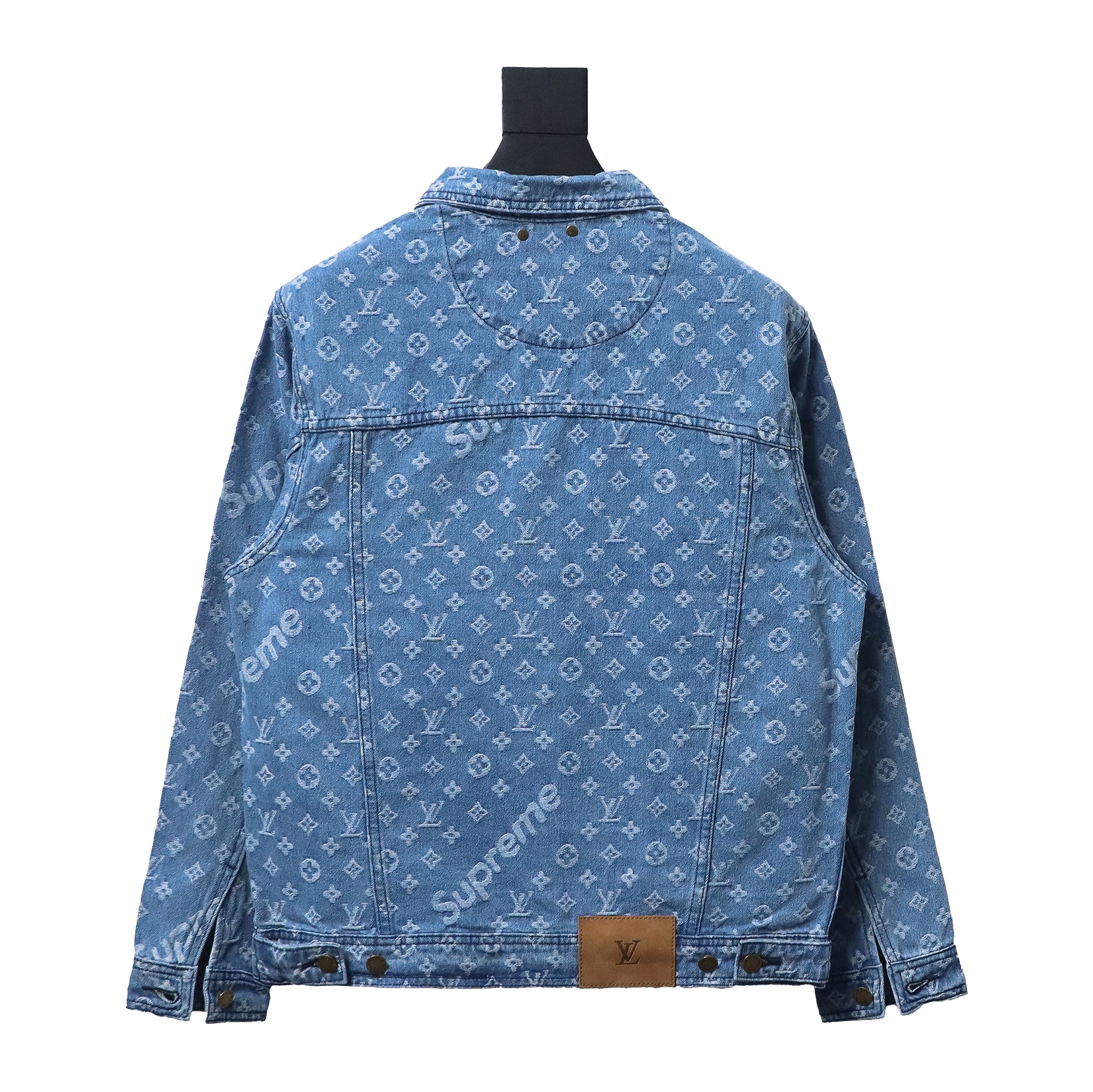 Louis Vuitton x Supreme All Over Print Denim Jacket Blue