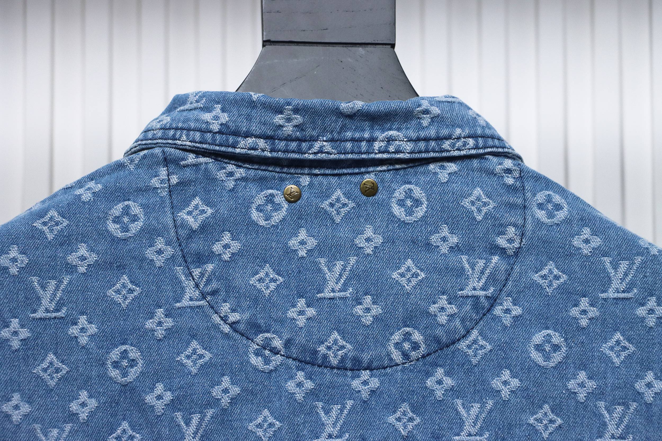 Louis Vuitton x Supreme All Over Print Denim Jacket Blue