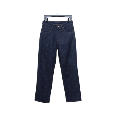 Louis Vuitton 24 Styles Of Logo Embroidered Denim Trousers 01
