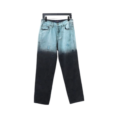 Louis Vuitton 24Fw All-Over Embroidered Monogram Gradient Washed Jeans 01
