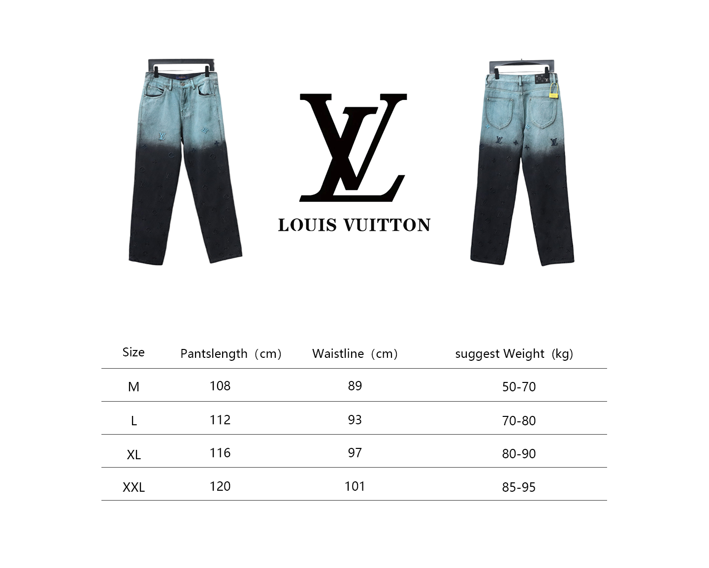Louis Vuitton 24Fw All-Over Embroidered Monogram Gradient Washed Jeans