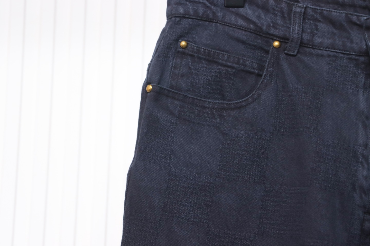 Louis Vuitton 24Fw Dark Checkerboard Denim Pants