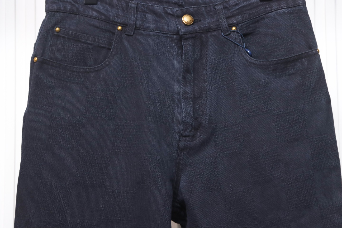 Louis Vuitton 24Fw Dark Checkerboard Denim Pants