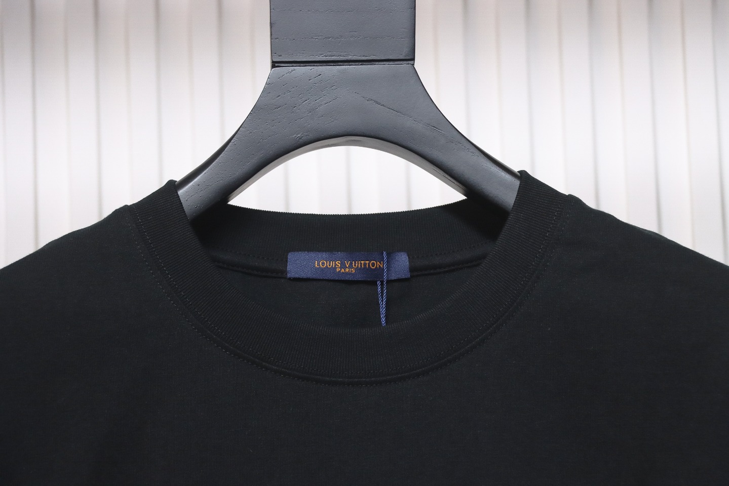 Louis Vuitton 24Fw Small Blue Flower Logo Embroidered Letters Long Sleeve T-shirt Black