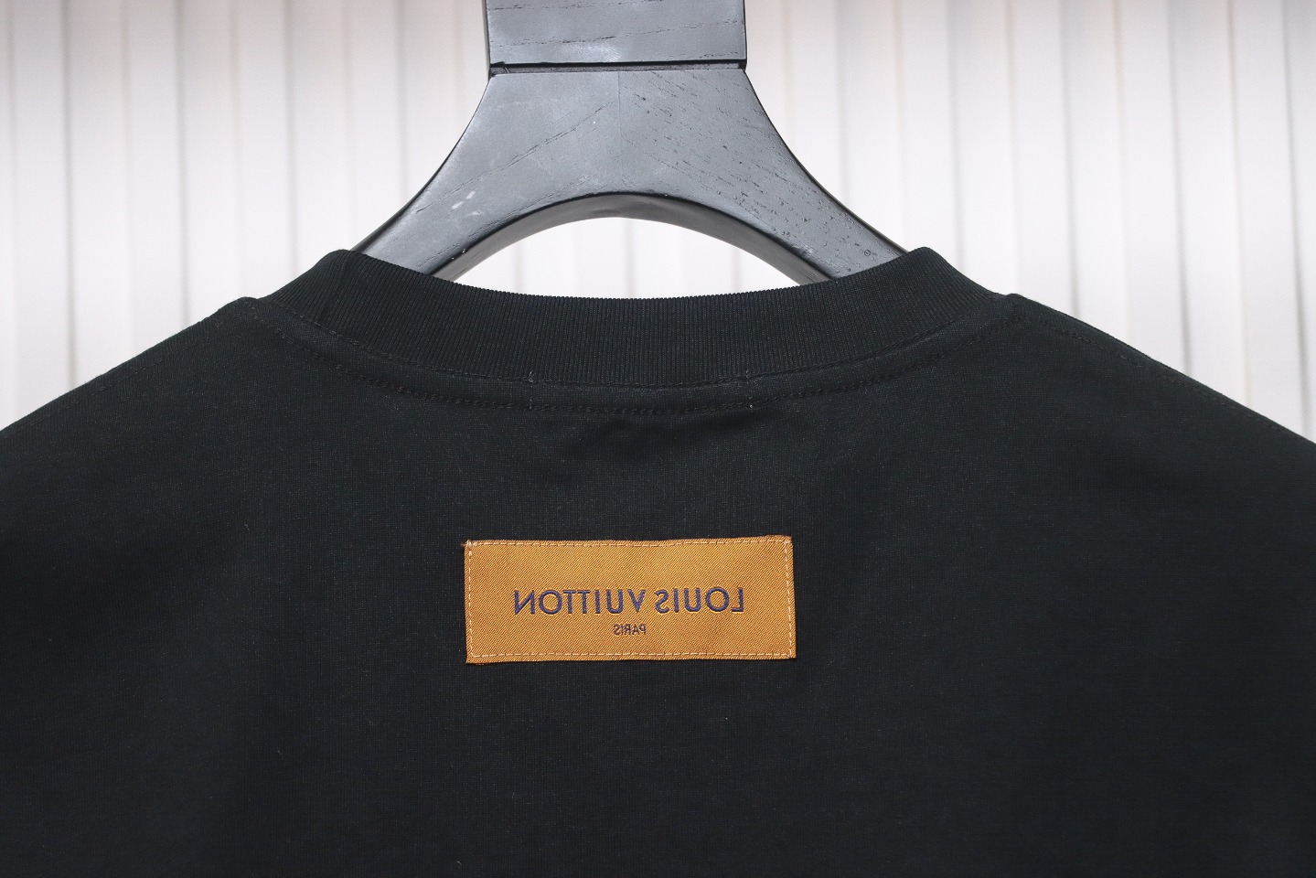 Louis Vuitton 24Fw Small Blue Flower Logo Embroidered Letters Long Sleeve T-shirt Black