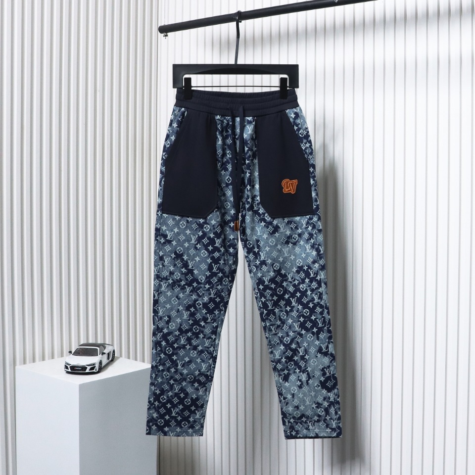 Louis Vuitton Allover Printed Denim Patchwork Large Pocket Trousers