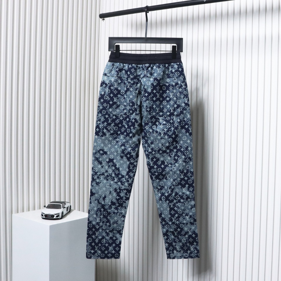 Louis Vuitton Allover Printed Denim Patchwork Large Pocket Trousers