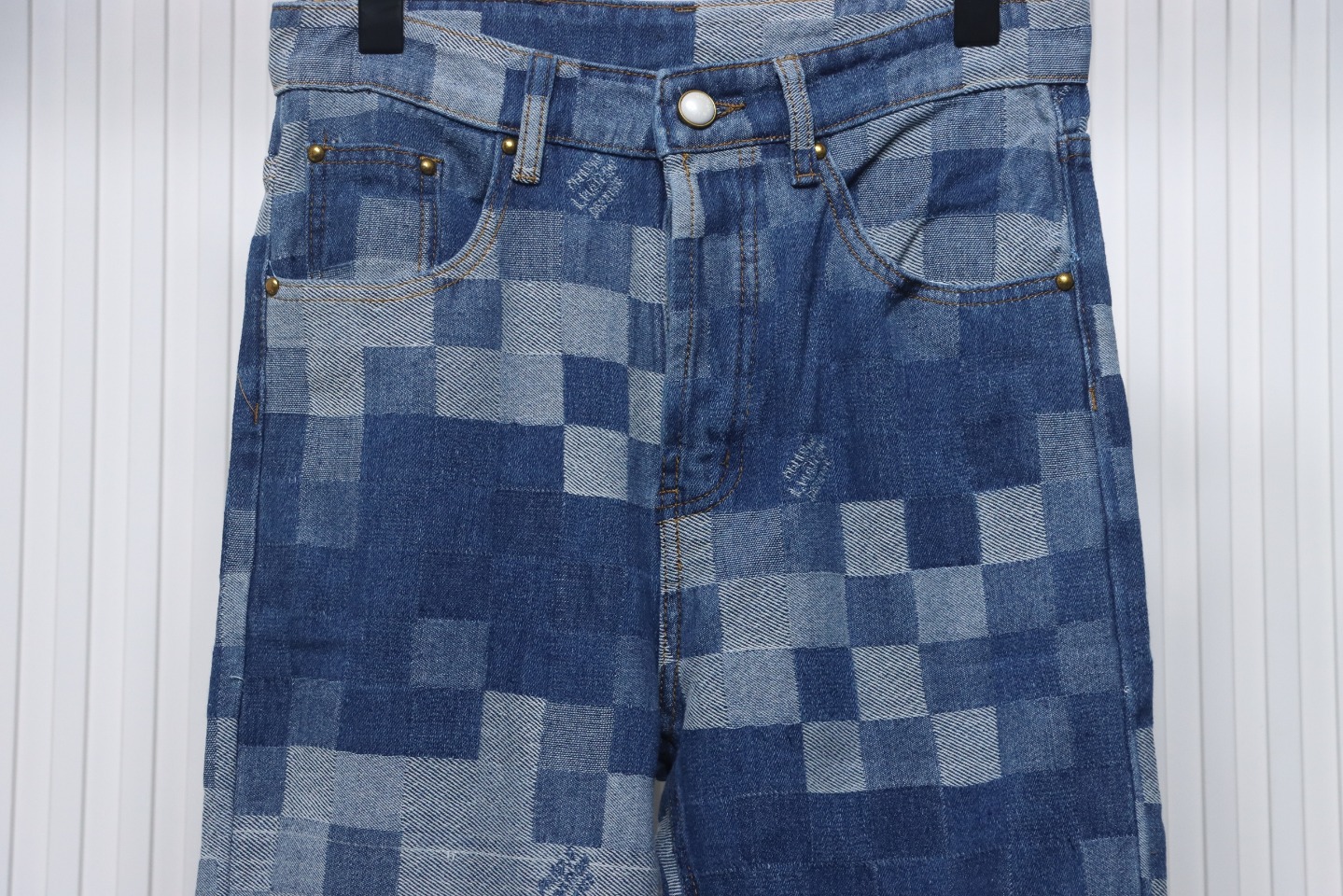 Louis Vuitton Blurred Mosaic Checkerboard Jeans