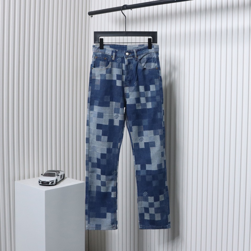 Louis Vuitton Blurred Mosaic Checkerboard Jeans