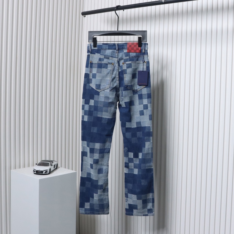 Louis Vuitton Blurred Mosaic Checkerboard Jeans