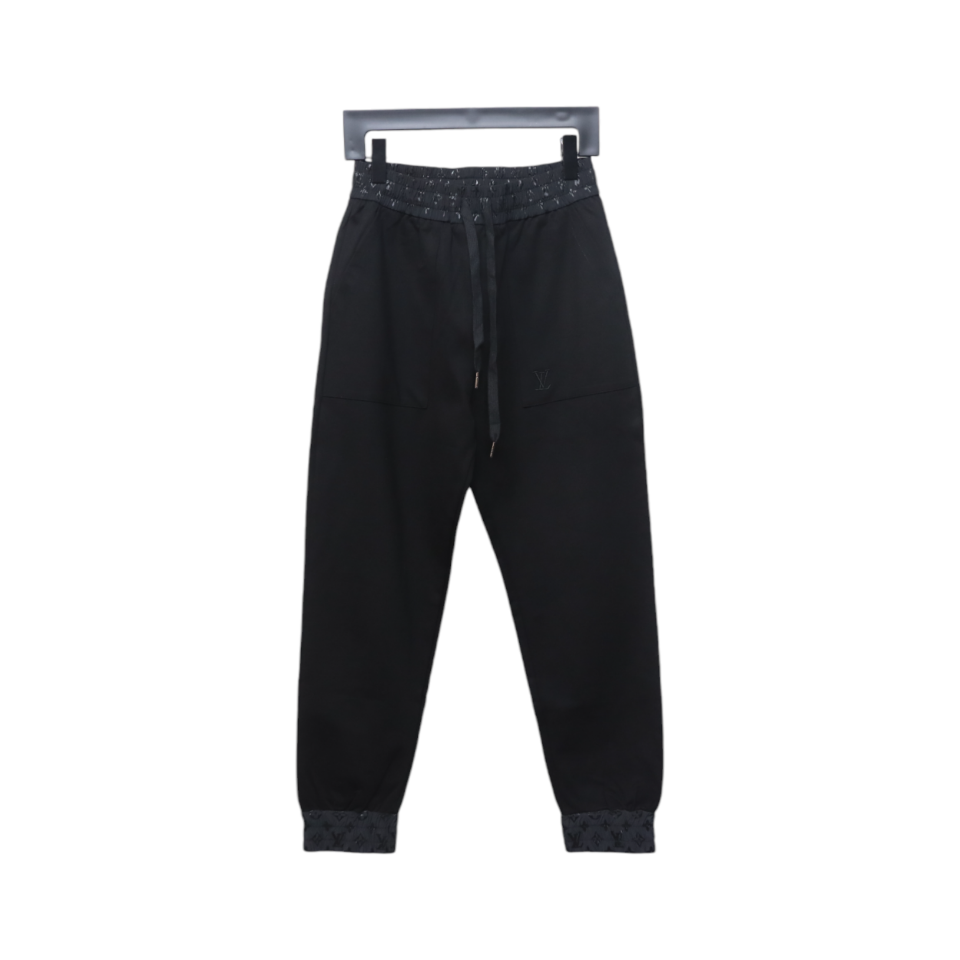 Louis Vuitton Catwalk Style Embroidered Logo Trousers Black