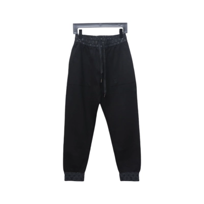 Louis Vuitton Catwalk Style Embroidered Logo Trousers Black 01