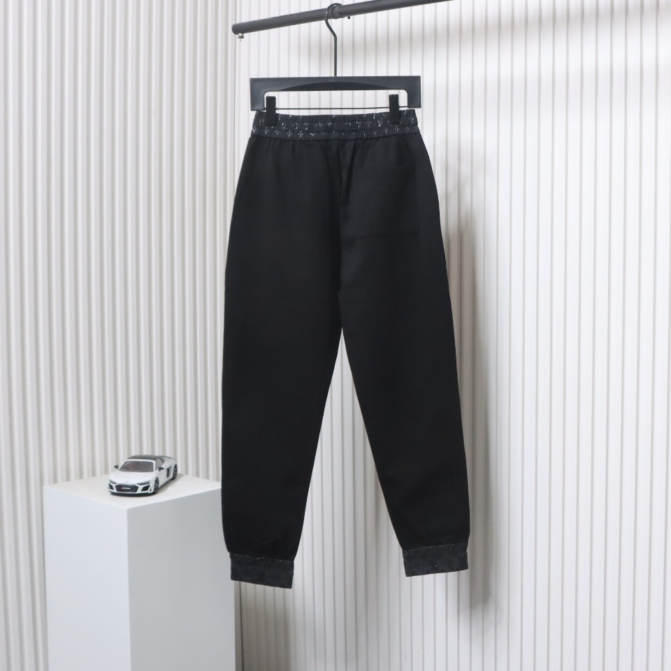 Louis Vuitton Catwalk Style Embroidered Logo Trousers Black